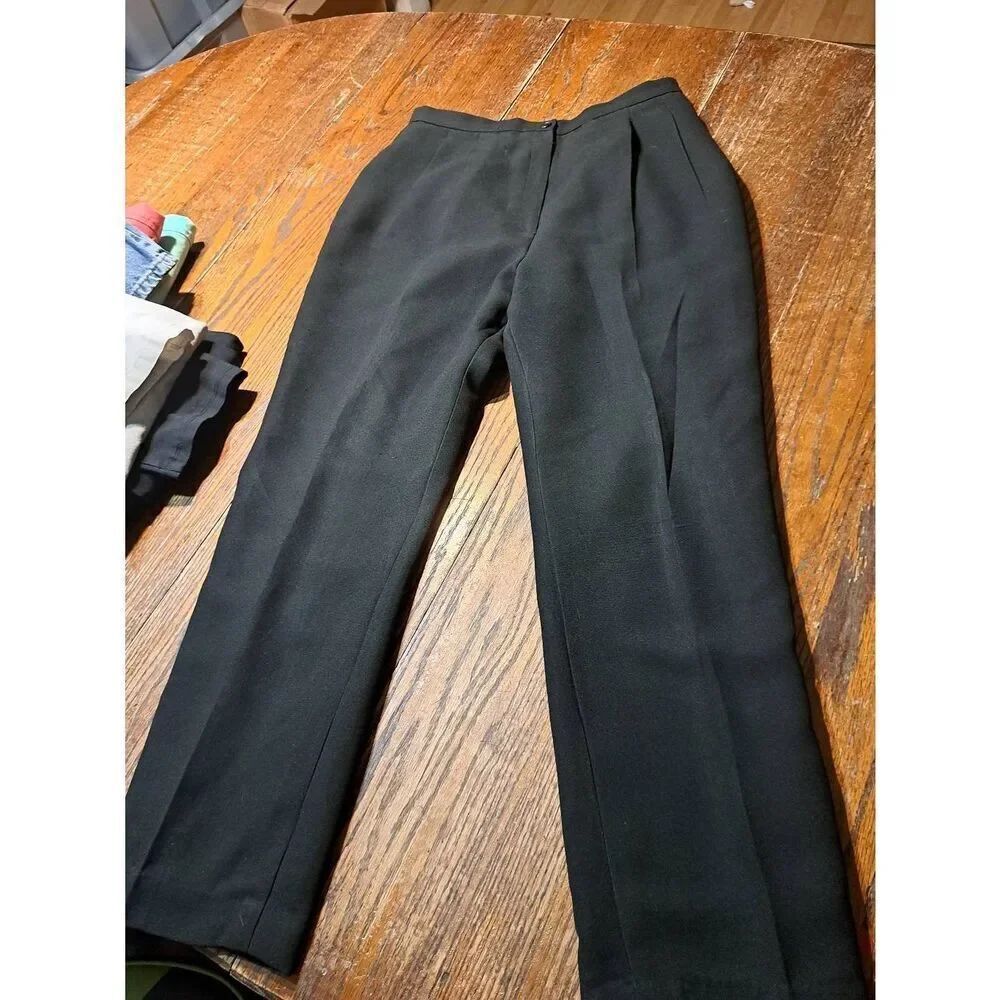 10P Petite Kasper & Co Black Lined Dress Pants with Pockets Trousers Slacks
